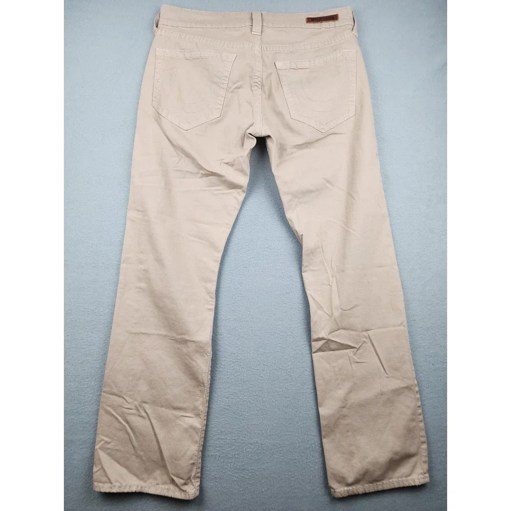 True Religion Bobby Jeans Mens 32x32 Beige Straight Stretch Cotton Denim Casual